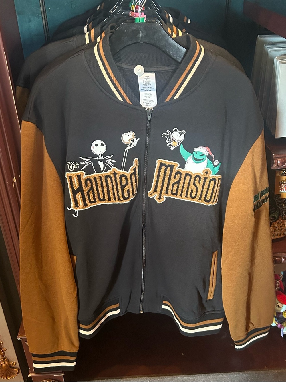 Disney Parks 25th Anniversary Haunted Mansion Holiday Varsity Zip Up Jacket